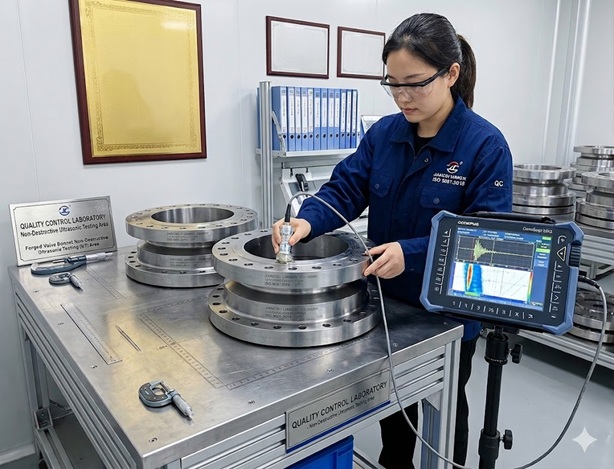 Forged Valve Bonnets Non-Destructive Ultrasonic Testing (UT) - ISO 9001:2015 Certified QC Laboratory